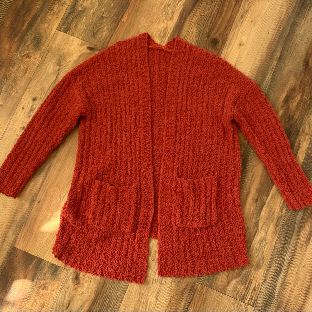 Open-Front Women's Cardigan Sweater in Rust Orange
